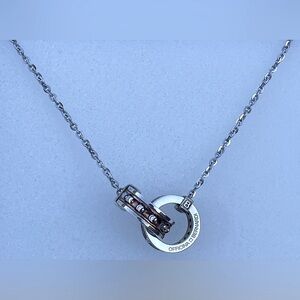 Officina Bernardi .925 Sterling Silver & Copper Dual Ring Necklace